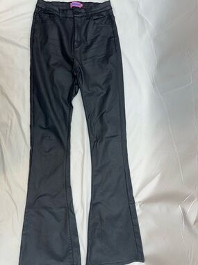 Edikted Black Faux Leather Boot Cut Flare Pants M